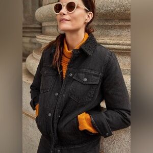 Madewell Sherpa Black Denim Jacket